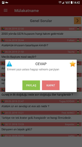 Mülakatname ekran görüntüsü