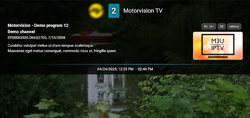 M3U IPTV ekran görüntüsü