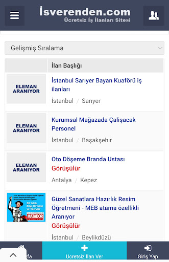 İşverenden.com - İş ilanları ekran görüntüsü