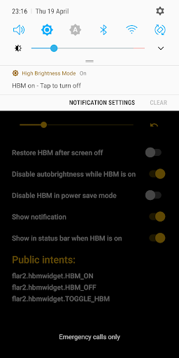 High Brightness Mode ekran görüntüsü