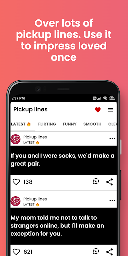 Pickup lines - flirt messages ekran görüntüsü
