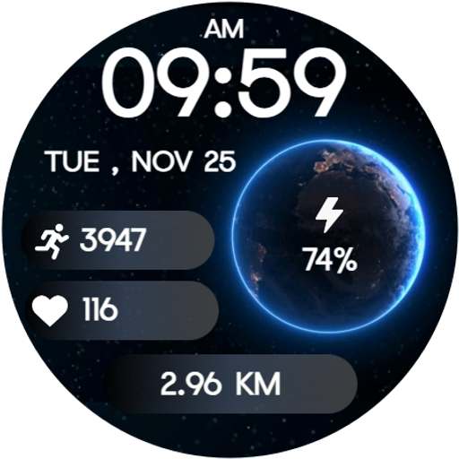 Earth Pulse Digital WatchFace
