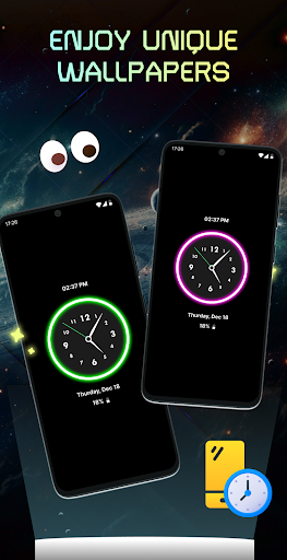 Neon Clock Digital Wallpaper ekran görüntüsü