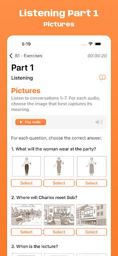 Cambridge B1 Exam Simulator ekran görüntüsü