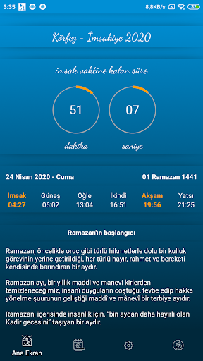 İmsakiye ekran görüntüsü