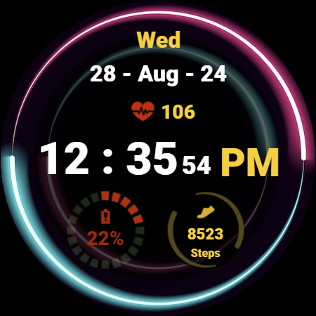 Neon Green Pink Watch Face ekran görüntüsü