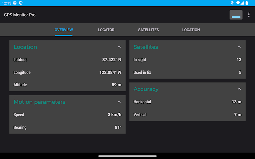 GPS Monitor Pro: GNSS data ekran görüntüsü