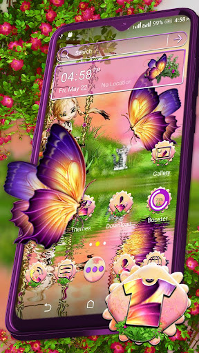 Butterfly Girl Nature Theme ekran görüntüsü
