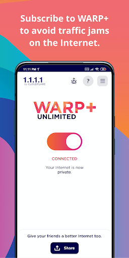 1.1.1.1 + WARP: Safer Internet ekran görüntüsü