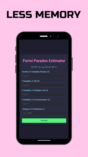 Fermi Paradox Estimator ekran görüntüsü