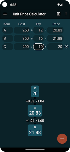 Unit Price Calculator ekran görüntüsü