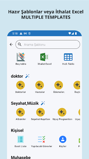 Table Notes - Mobil Excel ekran görüntüsü