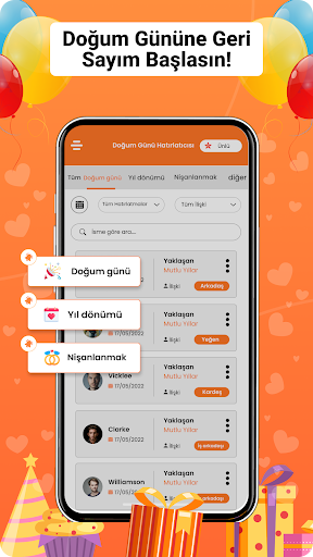 Doğum günü hatırlatma Takvim ekran görüntüsü