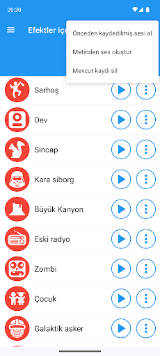 Efektler ile ses değiştirici ekran görüntüsü