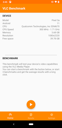 VLC Benchmark ekran görüntüsü