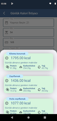 Kalorimetri ekran görüntüsü