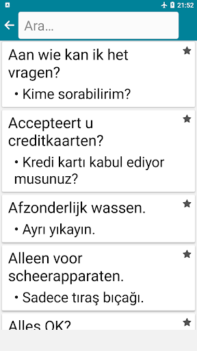 Felemenkçe (Hollandaca) Türkçe ekran görüntüsü