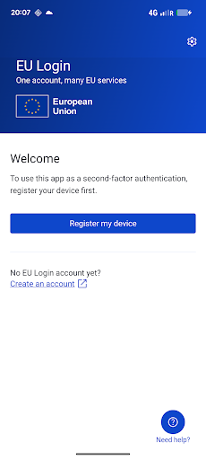EU Login ekran görüntüsü