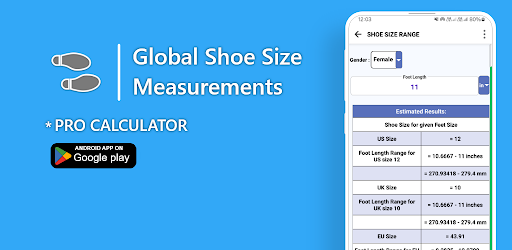 Global Shoe Size Measurements ekran görüntüsü