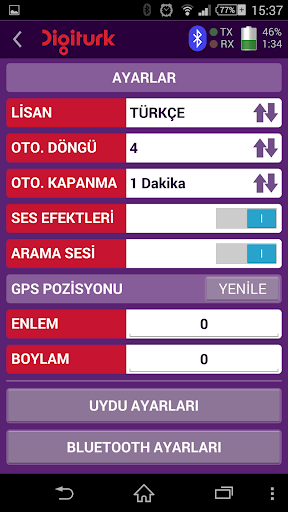 Digiturk Sinyal Ölçüm ekran görüntüsü