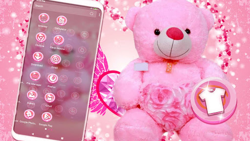 Pink Teddy Bear Theme ekran görüntüsü
