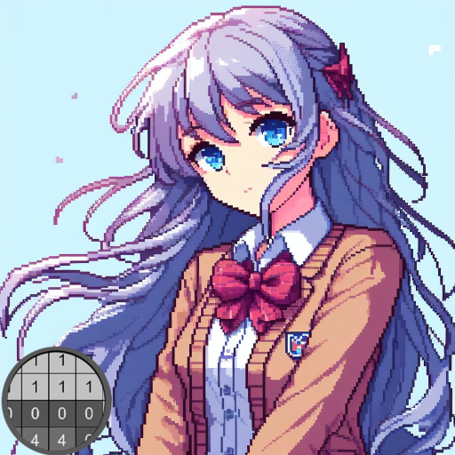 Anime Pixel Art Coloring Book