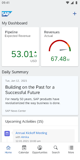 SAP Cloud for Customer ekran görüntüsü