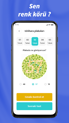 Ishihara Renk Körlüğü Testi ekran görüntüsü