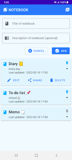 Notebook - offline memo ekran görüntüsü