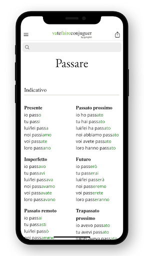 Italian conjugation ekran görüntüsü