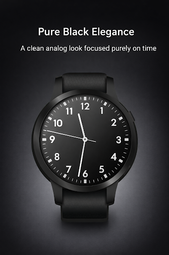 PureBlack Analog Watch Face ekran görüntüsü