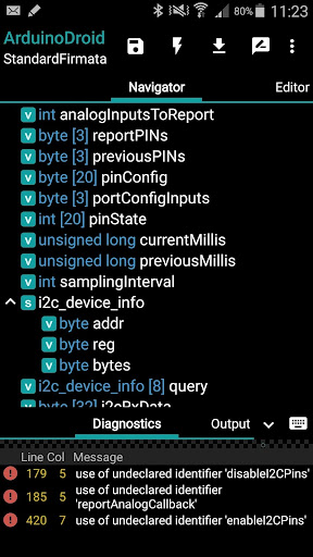 ArduinoDroid - Arduino/ESP IDE ekran görüntüsü