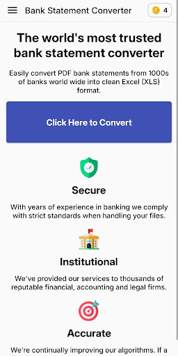 Bank Statement - PDF to XLS ekran görüntüsü