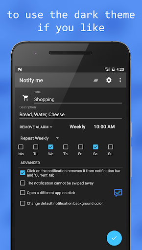 Notify me - Notification bar ekran görüntüsü