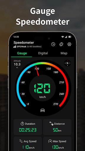 Çevrimdışı Hız Ölçer: GPS, HUD ekran görüntüsü