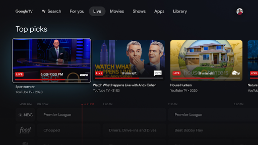 Google TV Home ekran görüntüsü