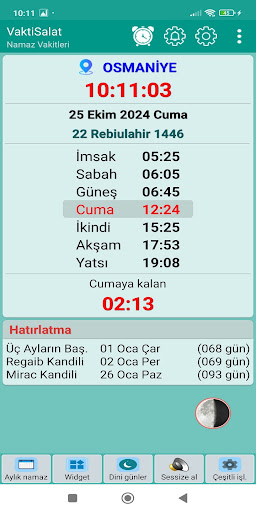 Namaz Vakti, Ezan Vakti, Kıble ekran görüntüsü