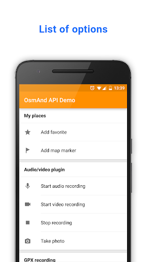 OsmAnd API Demo ekran görüntüsü