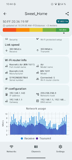 Wi-Fi tarayıcı ağ analizörü ekran görüntüsü