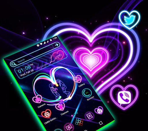 Neon Heart Launcher Theme ekran görüntüsü