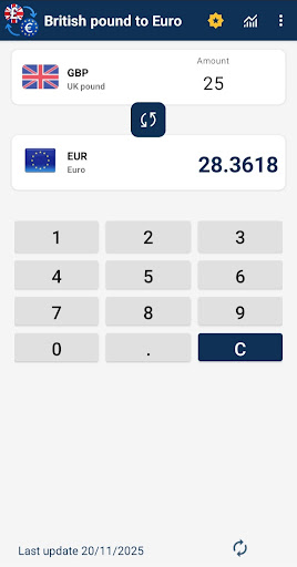 British pound to Euro Convert ekran görüntüsü