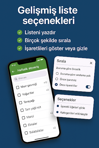 Düzenli alışveriş listesi ekran görüntüsü