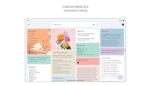 Google Keep - Not ve listeler ekran görüntüsü