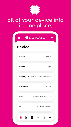 Spectra: device info ekran görüntüsü