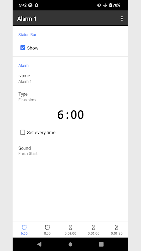 One-Tap Alarm ekran görüntüsü