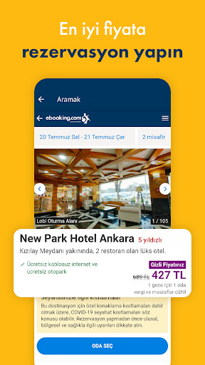 eBooking ile Otel Rezervasyonu ekran görüntüsü