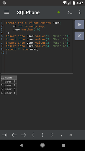 SQLPhone : SQL Interpreter ekran görüntüsü
