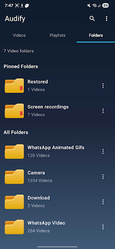 Audify Video Player ekran görüntüsü