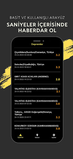 Deprem Uyarı Sistemi Anlık ekran görüntüsü