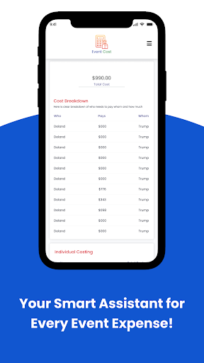 Event Cost Calculator ekran görüntüsü